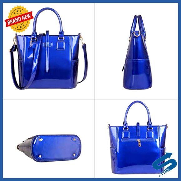 Large Vegan Leather Tote with Crossbody Strap and Wallet Set - Picture 7 of 7